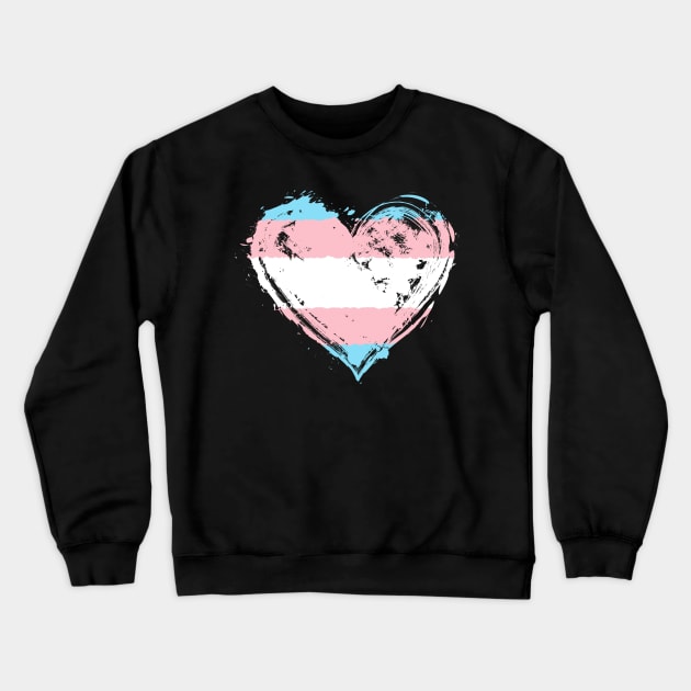 Transgender Pride Heart Flag Trans Awareness Rights Crewneck Sweatshirt by BrightGift